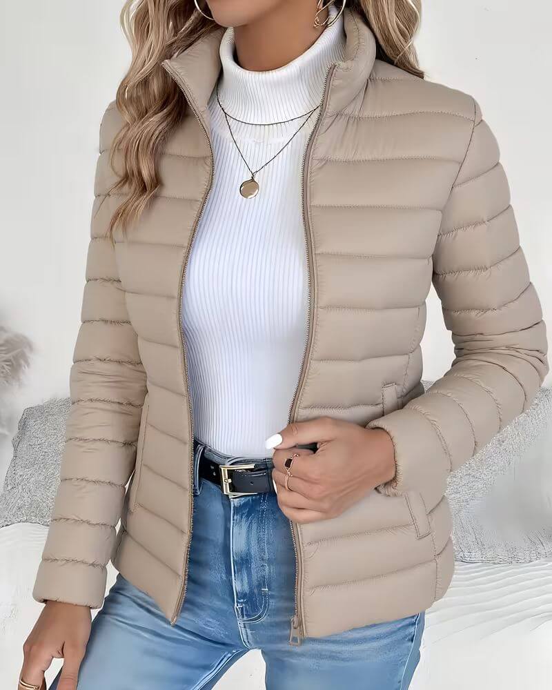 Damen Leichte Herbstjacke mit Stehkragen in Beige