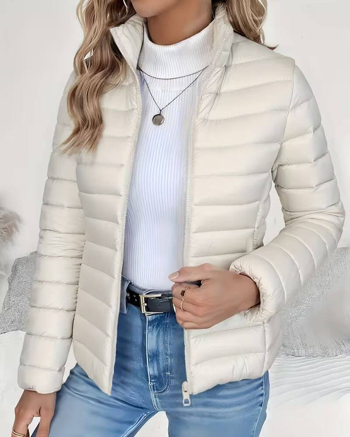 Damen Leichte Herbstjacke mit Stehkragen in Creme