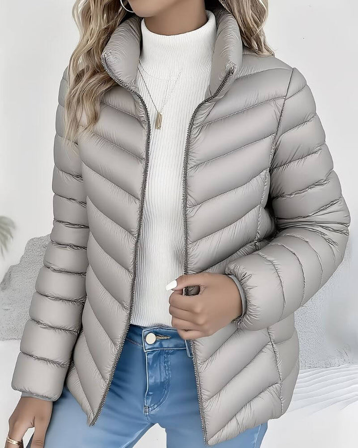 Damen Leichte Herbstjacke mit Stehkragen in Grau