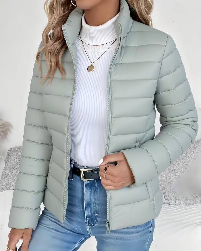 Damen Leichte Herbstjacke mit Stehkragen in Grün