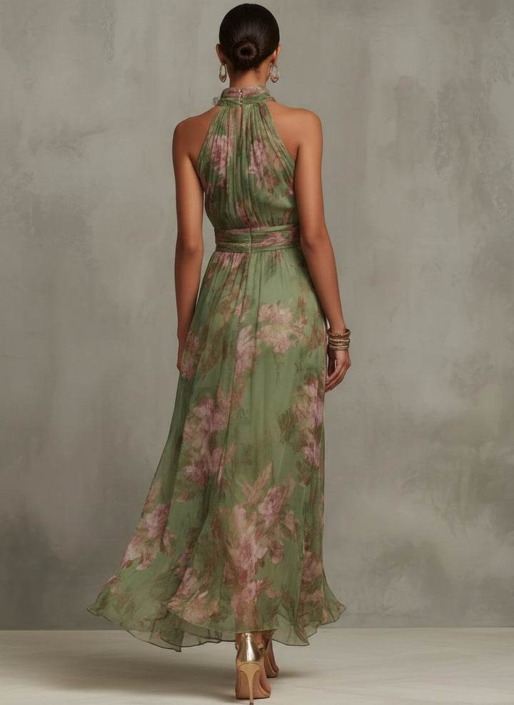Liana Neckholder Strandkleid aus Chiffon mit Blumenmuster foto 2