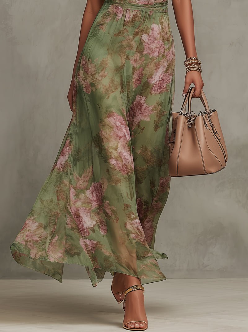 Liana Neckholder Strandkleid aus Chiffon mit Blumenmuster foto 4