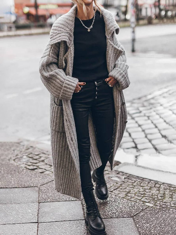 Damen Oversized Maxi Strickjacke aus Rippstrick (2)