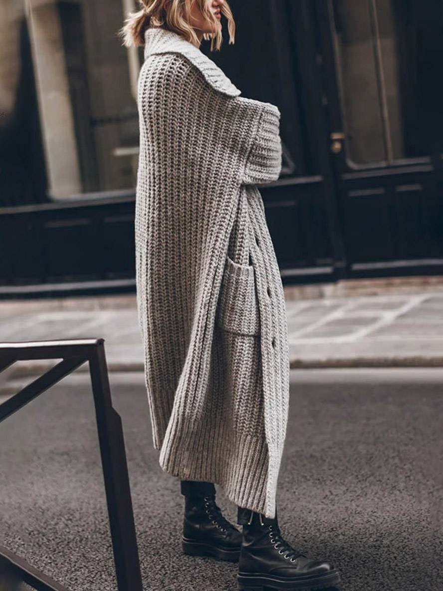Damen Oversized Maxi Strickjacke aus Rippstrick (3)