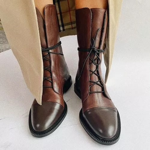 Damen Schnür-Stiefeletten für Business und Alltag in Braun