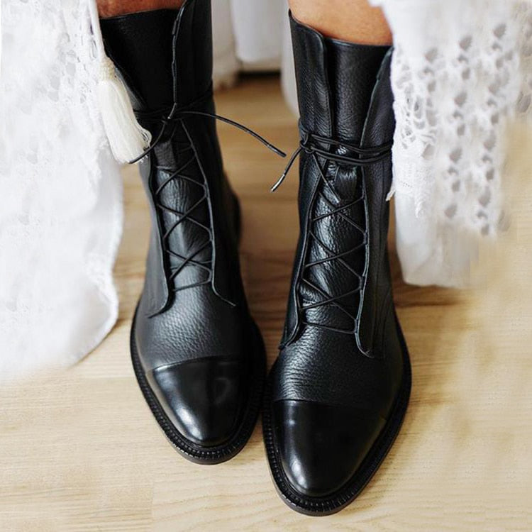 Damen Schnür-Stiefeletten für Business und Alltag in Schwarz