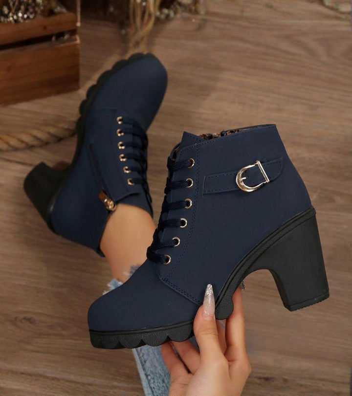 Damen Schnürstiefel im modernen Stil in Blau
