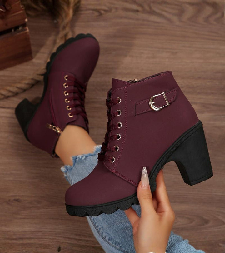 Damen Schnürstiefel im modernen Stil in Burgund