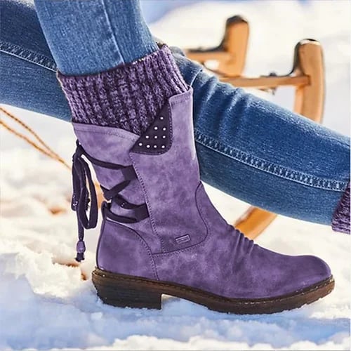 Damen Stiefel mit Pelzfutter für Herbst in Lila