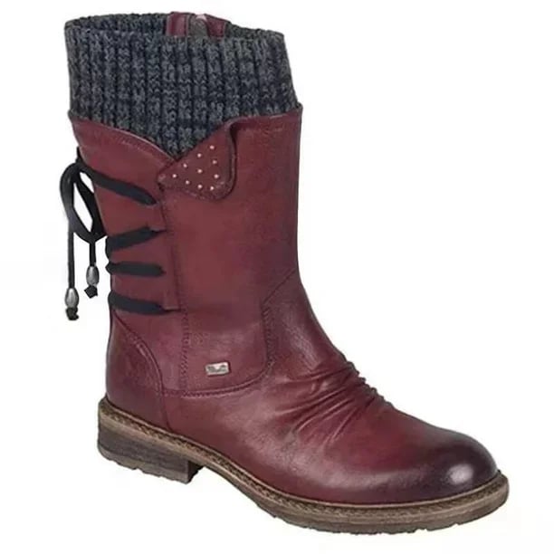 Damen Stiefel mit Pelzfutter für Herbst in Rot