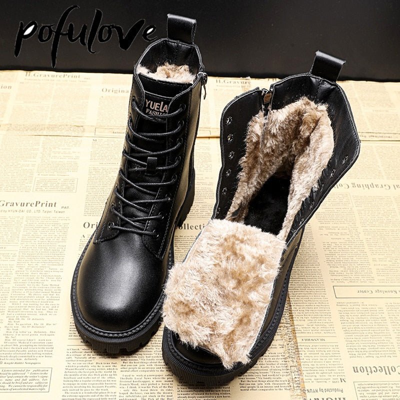 Damen Stiefeletten im Combat-Stil mit Reißverschluss
