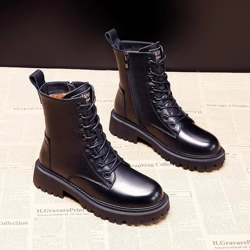 Damen Stiefeletten im Combat-Stil mit Reißverschluss (2)