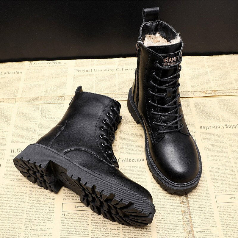 Damen Stiefeletten im Combat-Stil mit Reißverschluss (3)