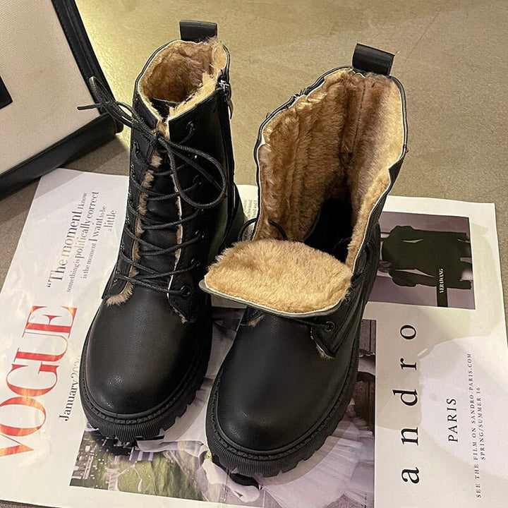 Damen Stiefeletten im Combat-Stil mit Reißverschluss (6)