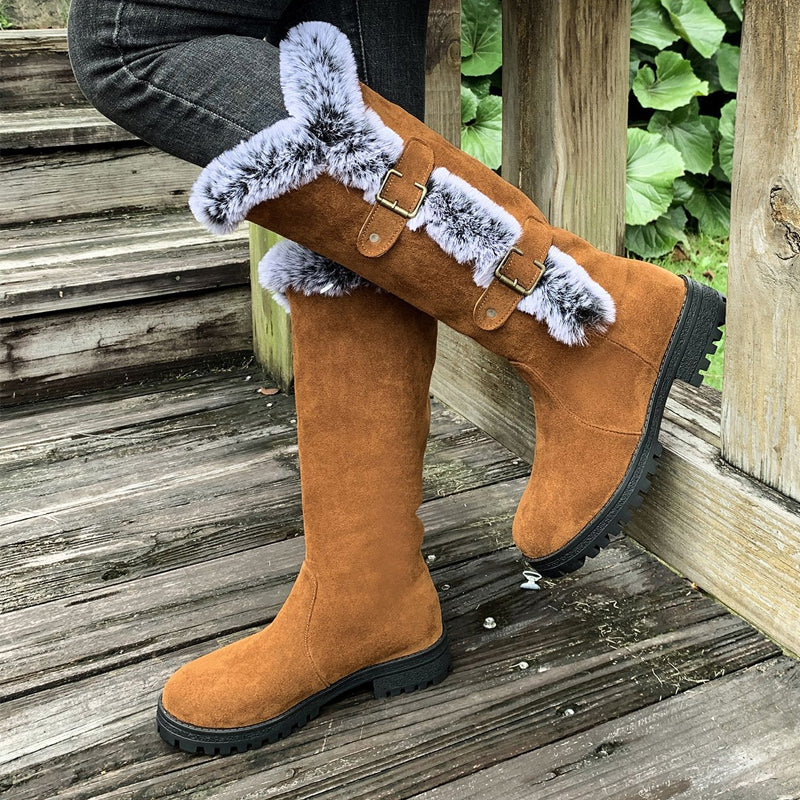 Damen Stiefeletten Plüsch-Gefüttert für Herbst in Hellbraun
