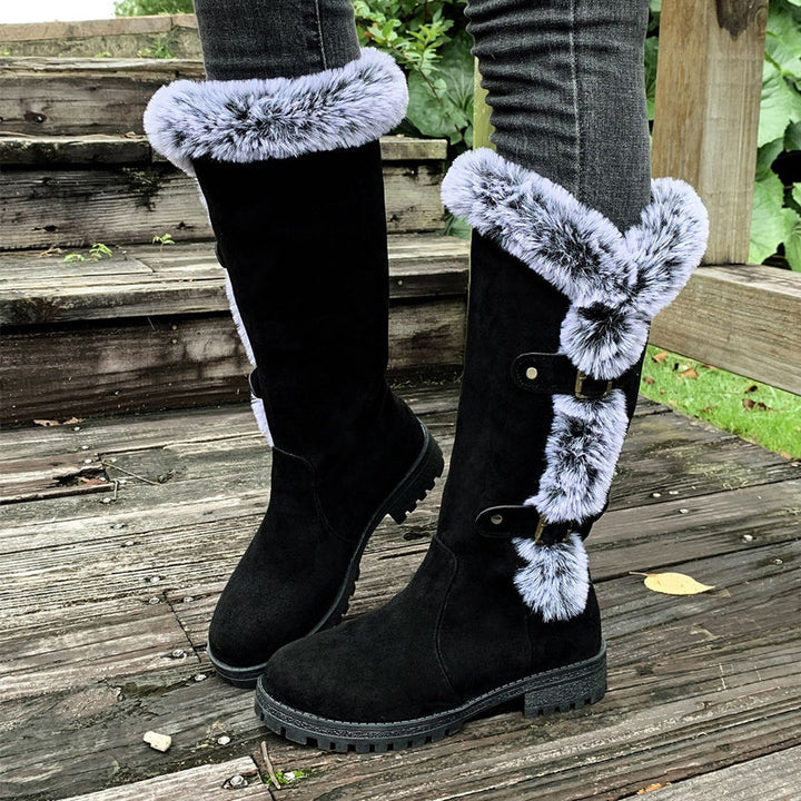 Damen Stiefeletten Plüsch-Gefüttert für Herbst in Schwarz