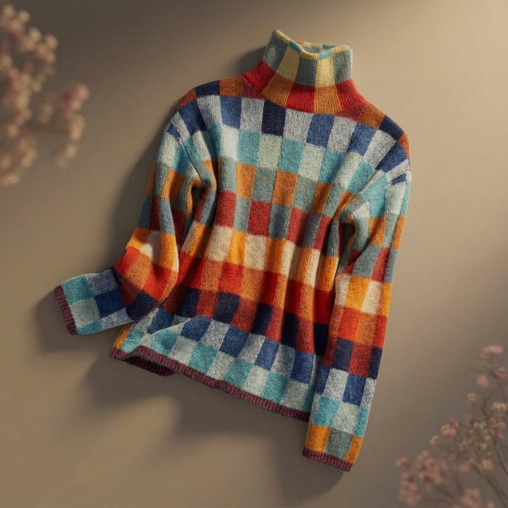 Damen Strickjacke aus Merino im Karomuster