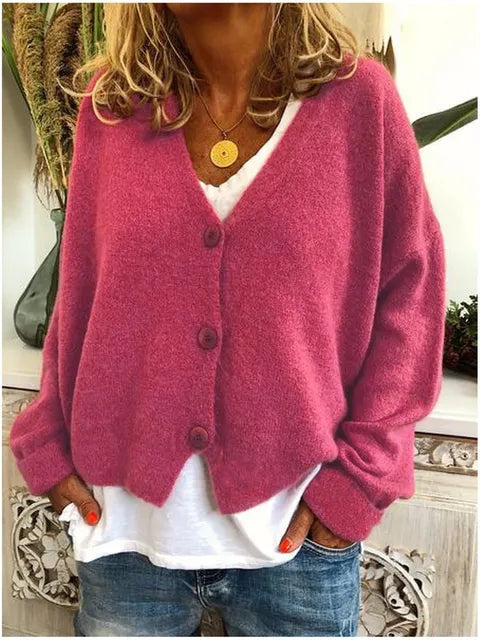 Damen Strickjacke zum Überziehen aus weichem Knit in Rosa