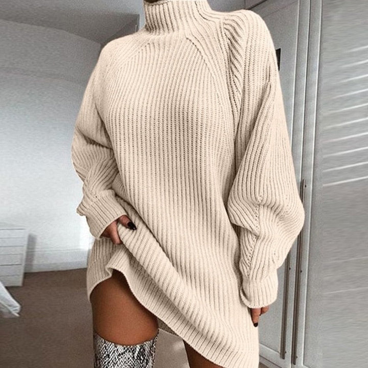 Damen Strickminikleid elegant für den Herbst in Beige