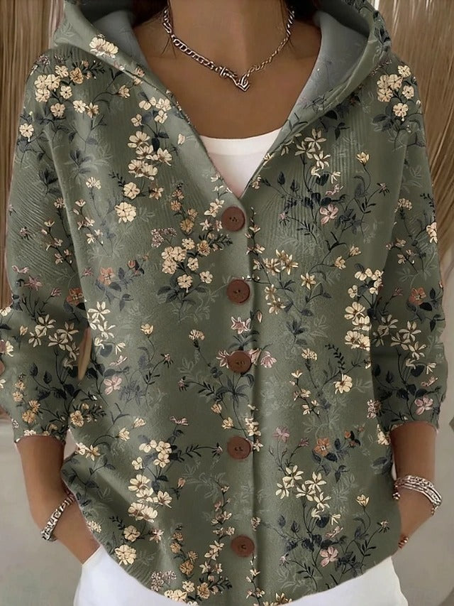 Damen Sweatshirt Elegant mit Kapuze in Dunkelgrün