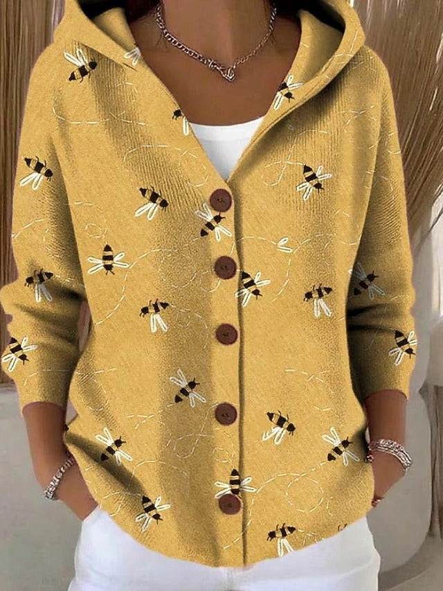Damen Sweatshirt Elegant mit Kapuze in Gelb
