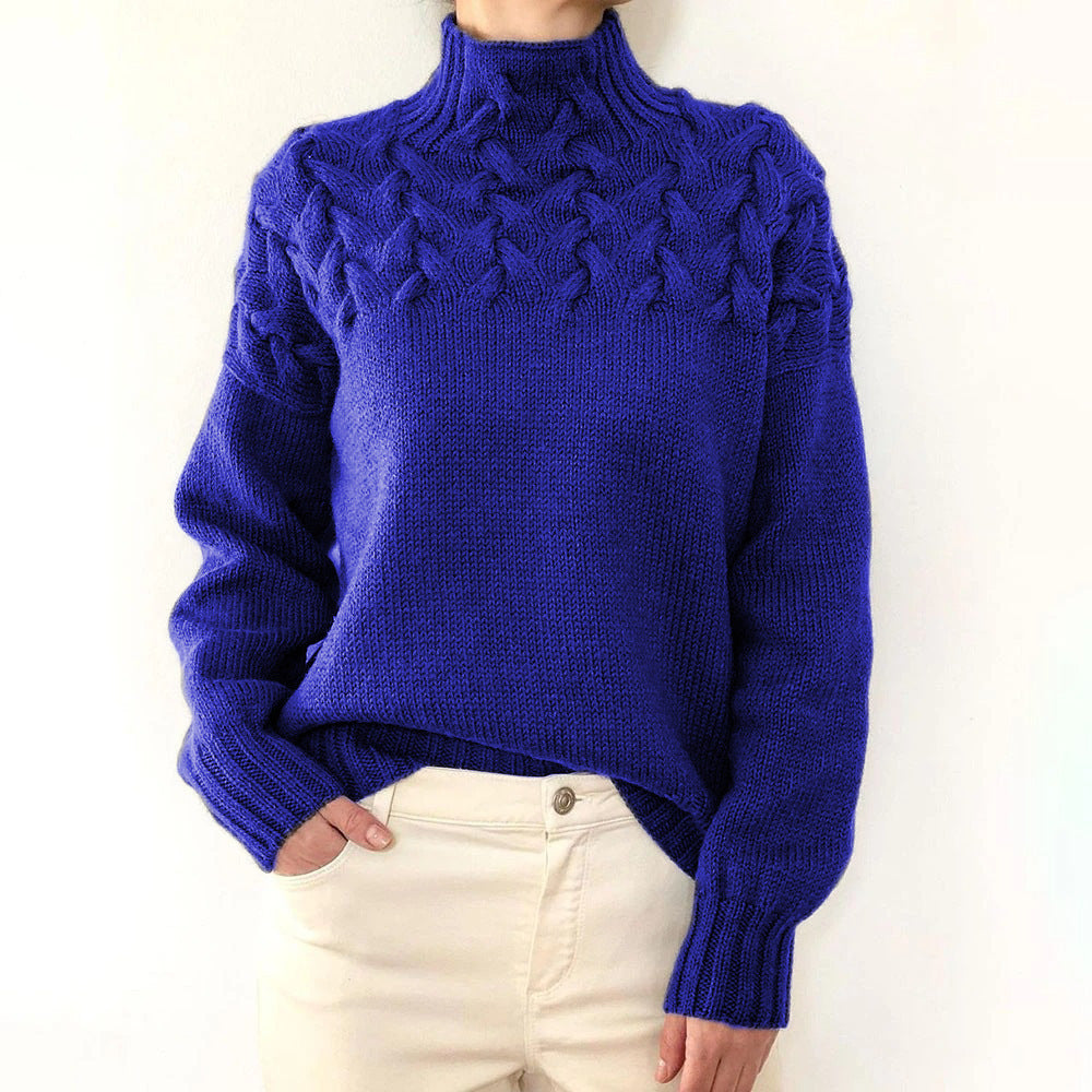 Damen Sweatshirt mit Rollkragen zum Schichten in Blau 2