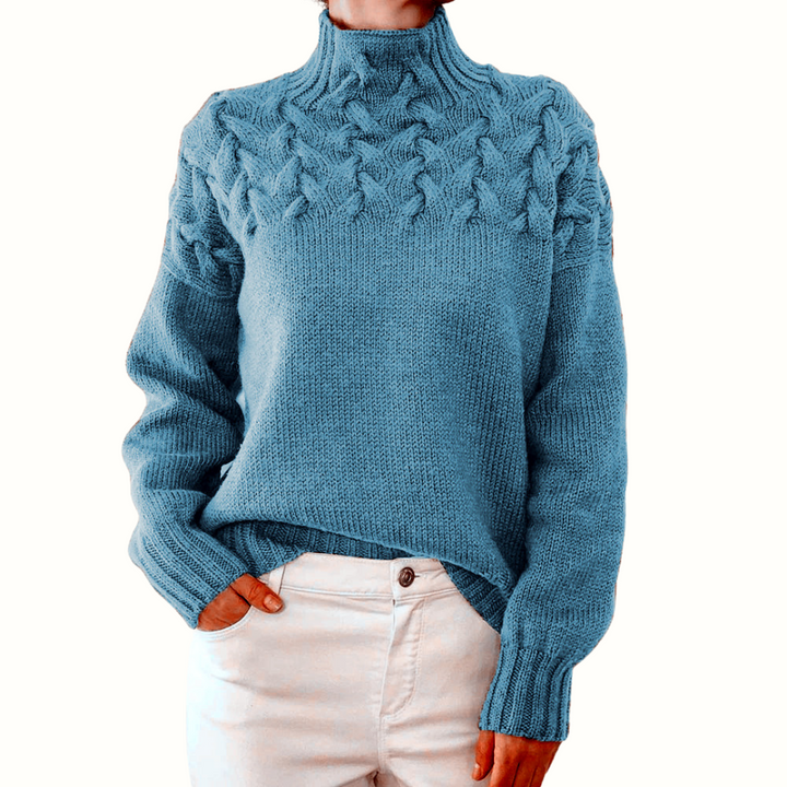 Damen Sweatshirt mit Rollkragen zum Schichten in Blau