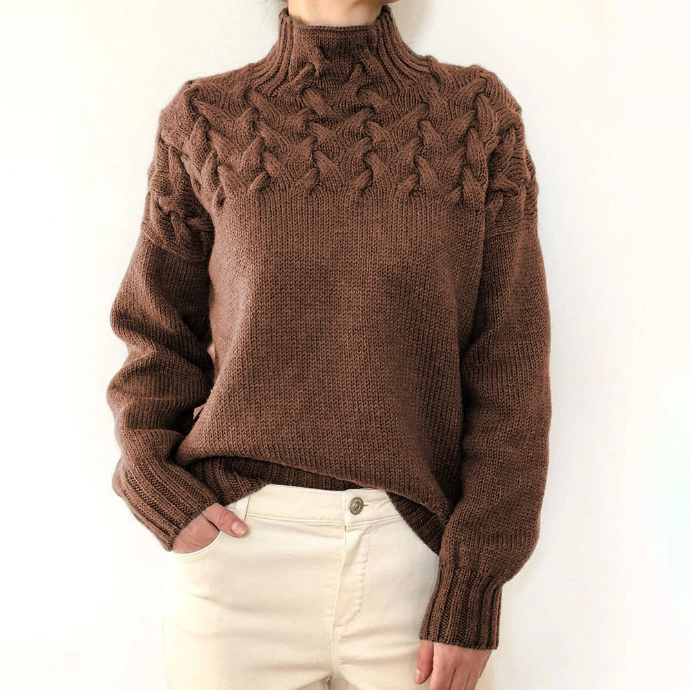 Damen Sweatshirt mit Rollkragen zum Schichten in Braun