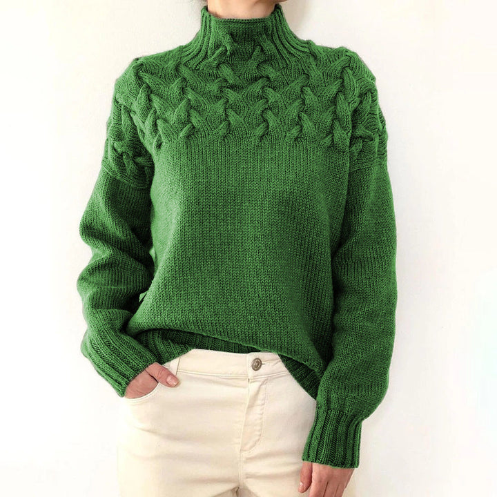 Damen Sweatshirt mit Rollkragen zum Schichten in Grün