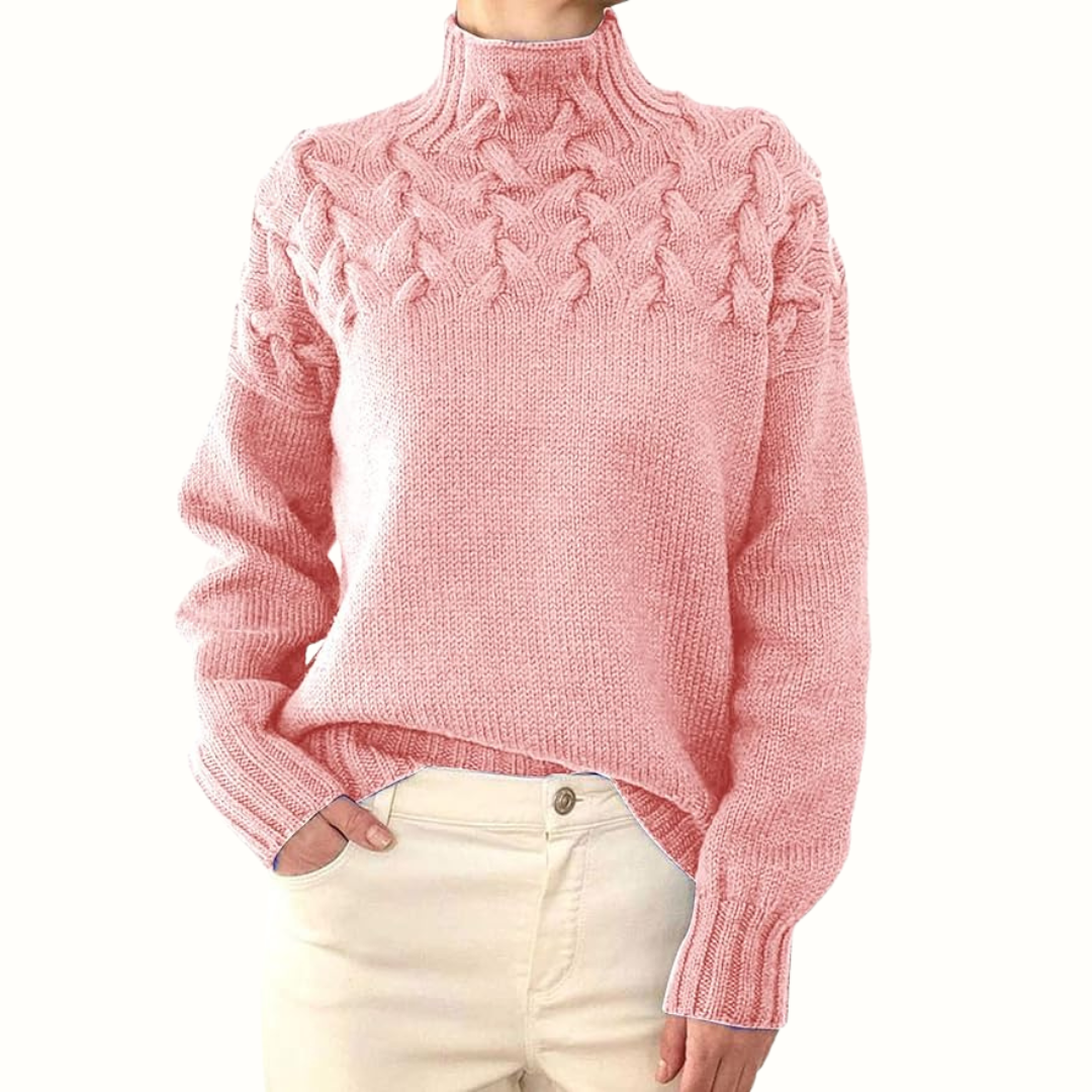 Damen Sweatshirt mit Rollkragen zum Schichten in Hellrosa