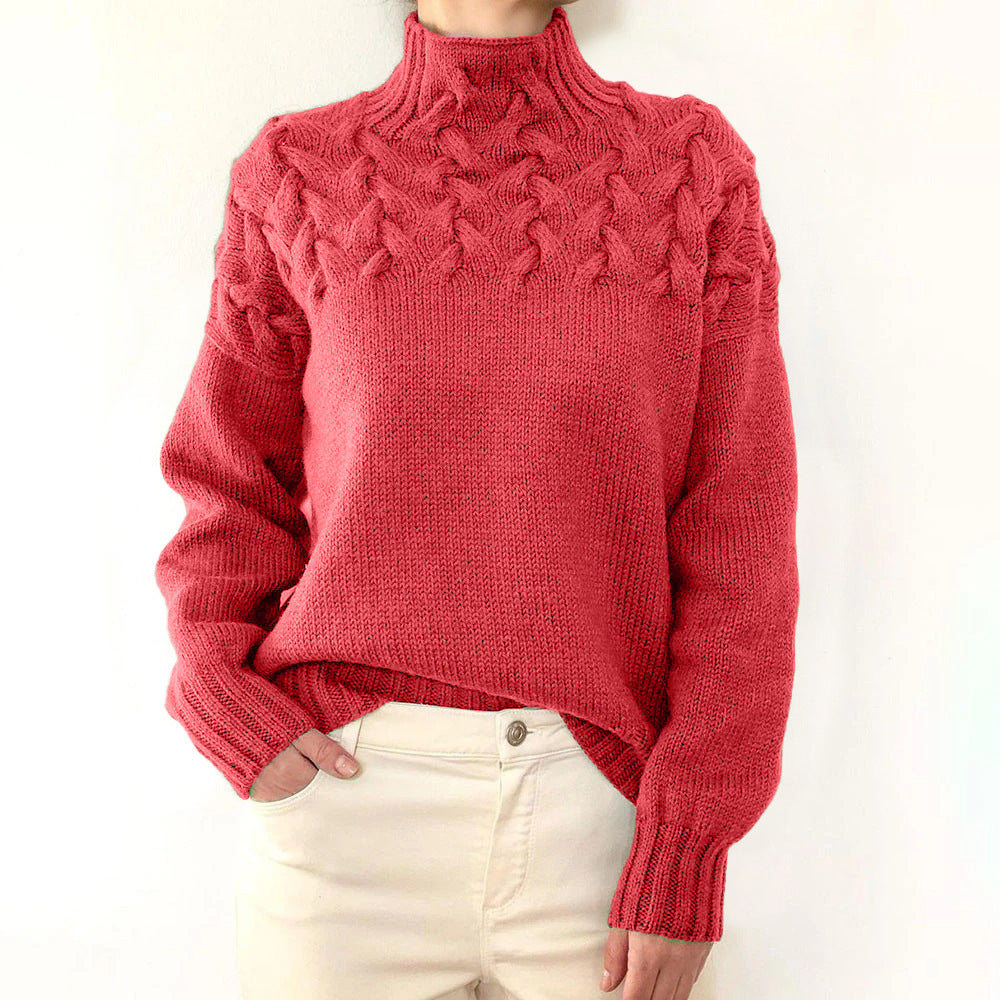 Damen Sweatshirt mit Rollkragen zum Schichten in Hellrot