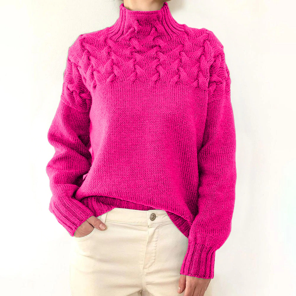 Damen Sweatshirt mit Rollkragen zum Schichten in Rosa