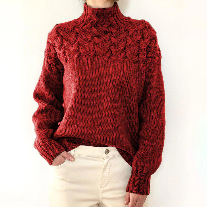 Damen Sweatshirt mit Rollkragen zum Schichten in Rot