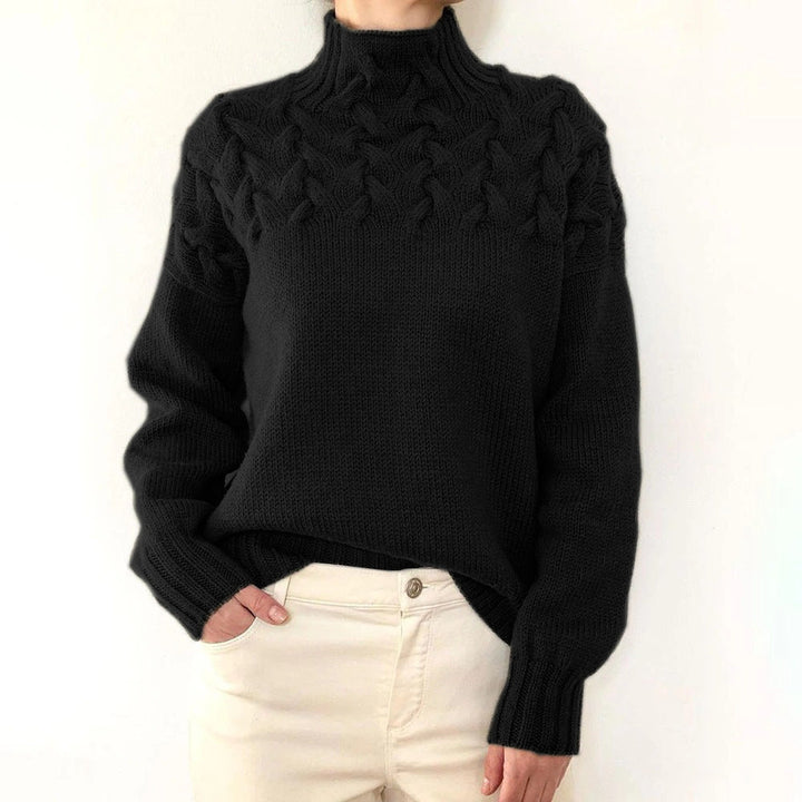 Damen Sweatshirt mit Rollkragen zum Schichten in Schwarz