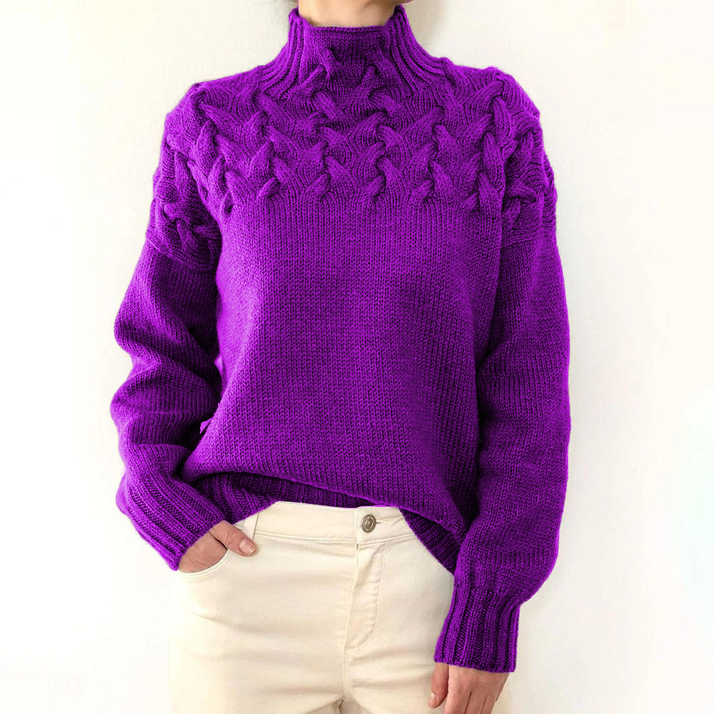 Damen Sweatshirt mit Rollkragen zum Schichten in Violett