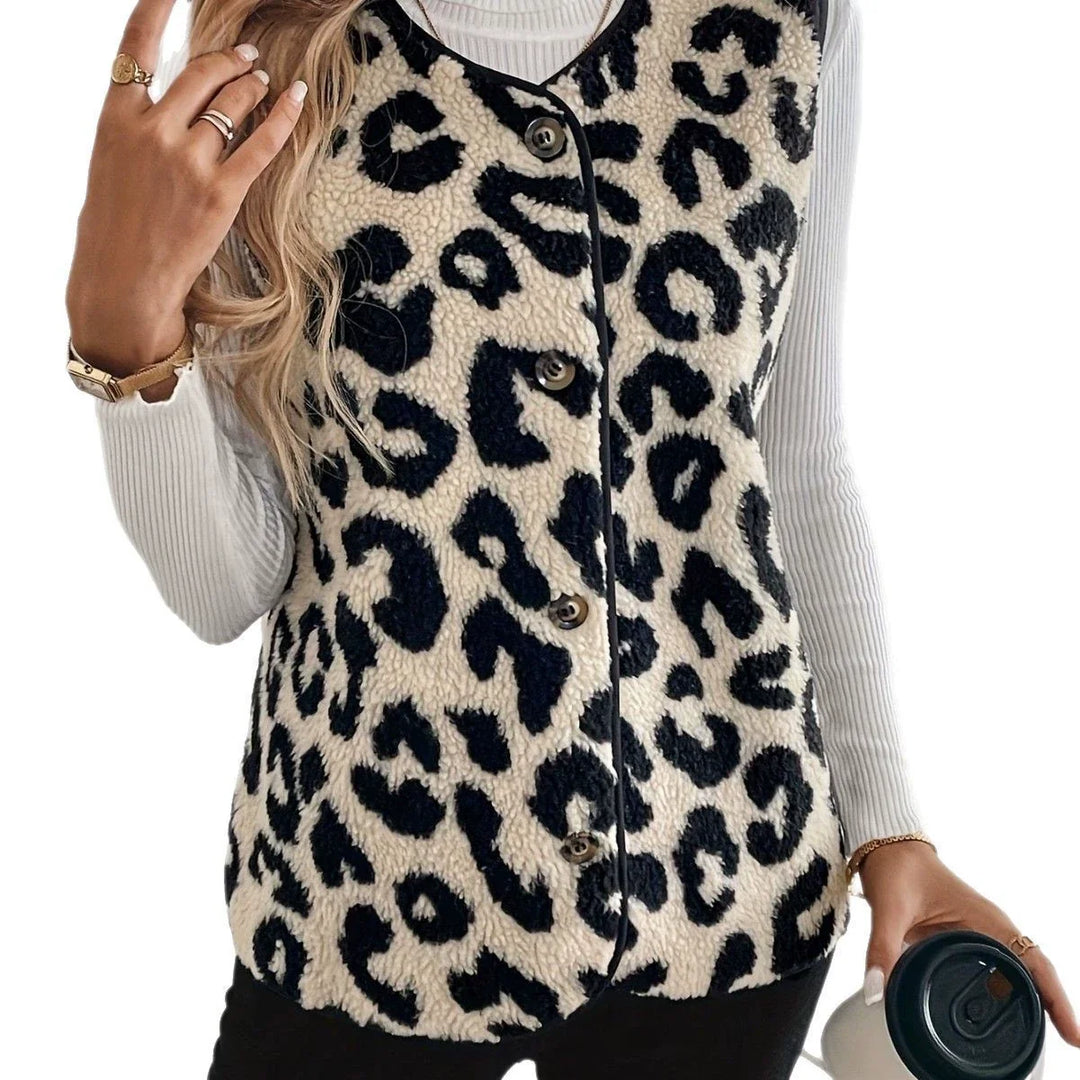 Damen Sweatshirt Weste mit Muster Hüftlänge