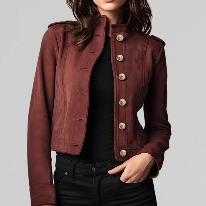 Damen Taillierte Herbstjacke im eleganten Stil in Rot
