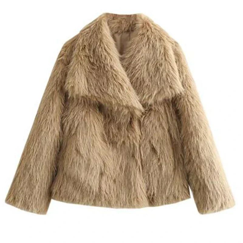 Damen Teddy-Jacke kuschelig-warm kurz für Herbst in Beige