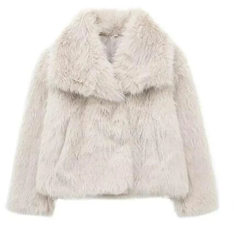 Damen Teddy-Jacke kuschelig-warm kurz für Herbst in Creme