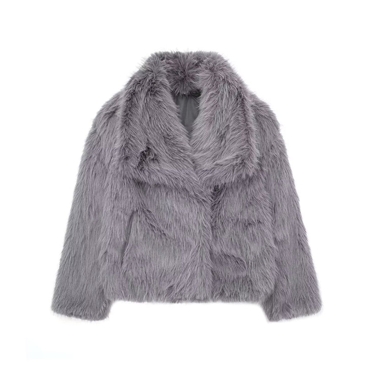 Damen Teddy-Jacke kuschelig-warm kurz für Herbst in Dunkelgrau