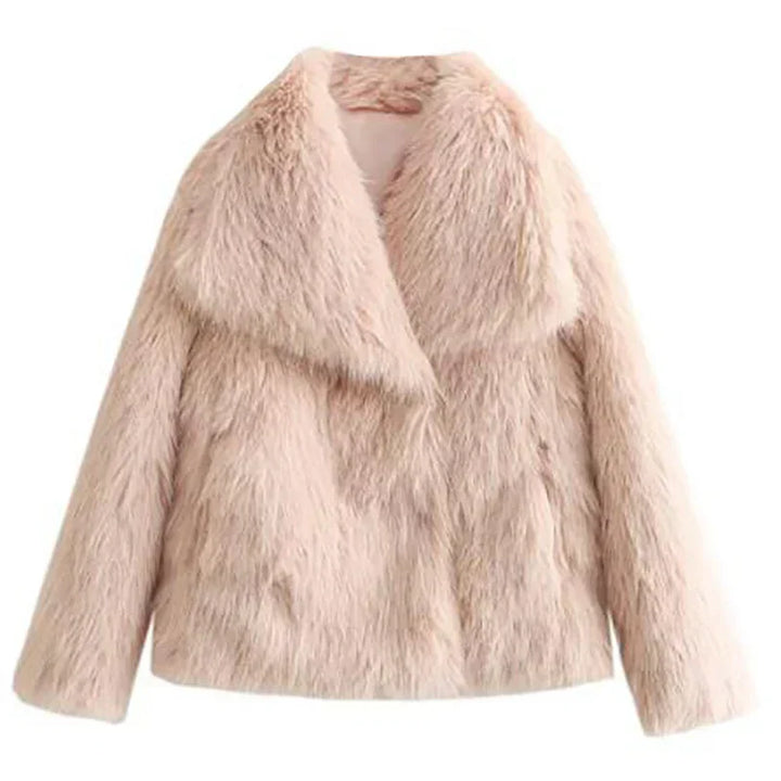 Damen Teddy-Jacke kuschelig-warm kurz für Herbst in Hellrosa