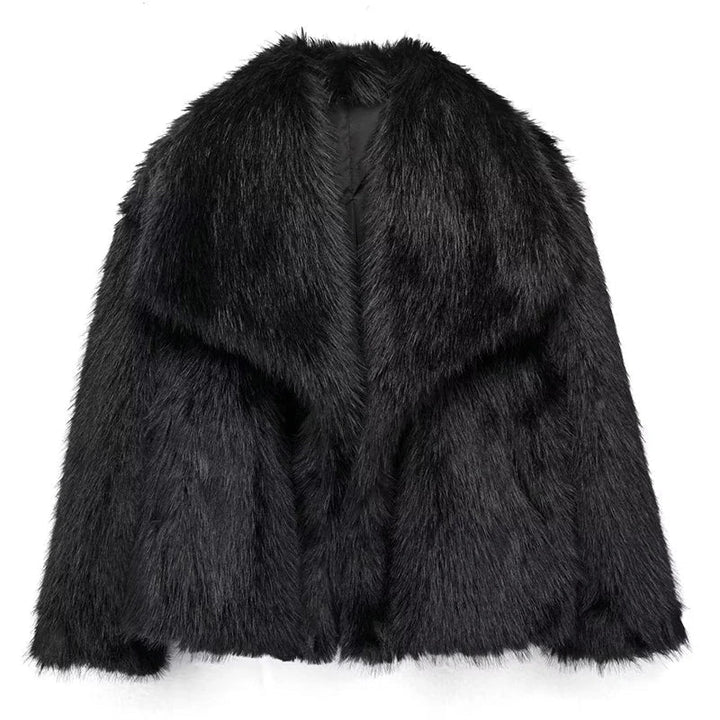 Damen Teddy-Jacke kuschelig-warm kurz für Herbst in Schwarz