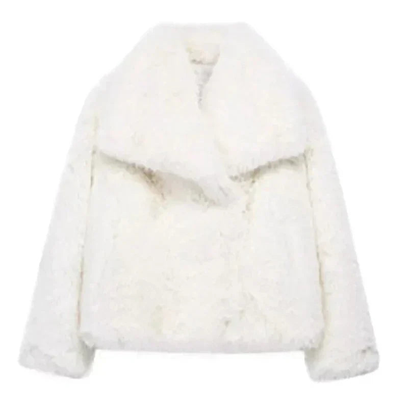 Damen Teddy-Jacke kuschelig-warm kurz für Herbst in Weiß