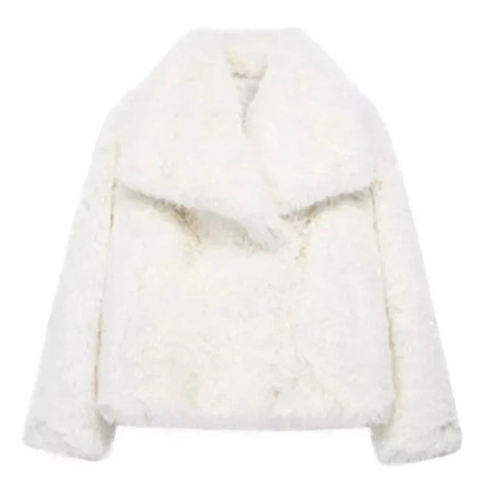 Damen Teddy-Jacke kuschelig-warm kurz für Herbst in Weiß