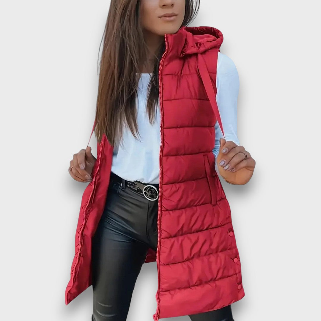 Damen Teddy Jacke mit Kapuze für Herbst in Rot