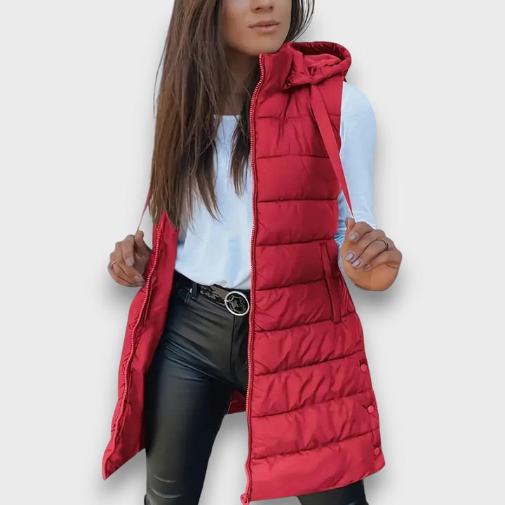 Damen Teddy Jacke mit Kapuze für Herbst in Rot
