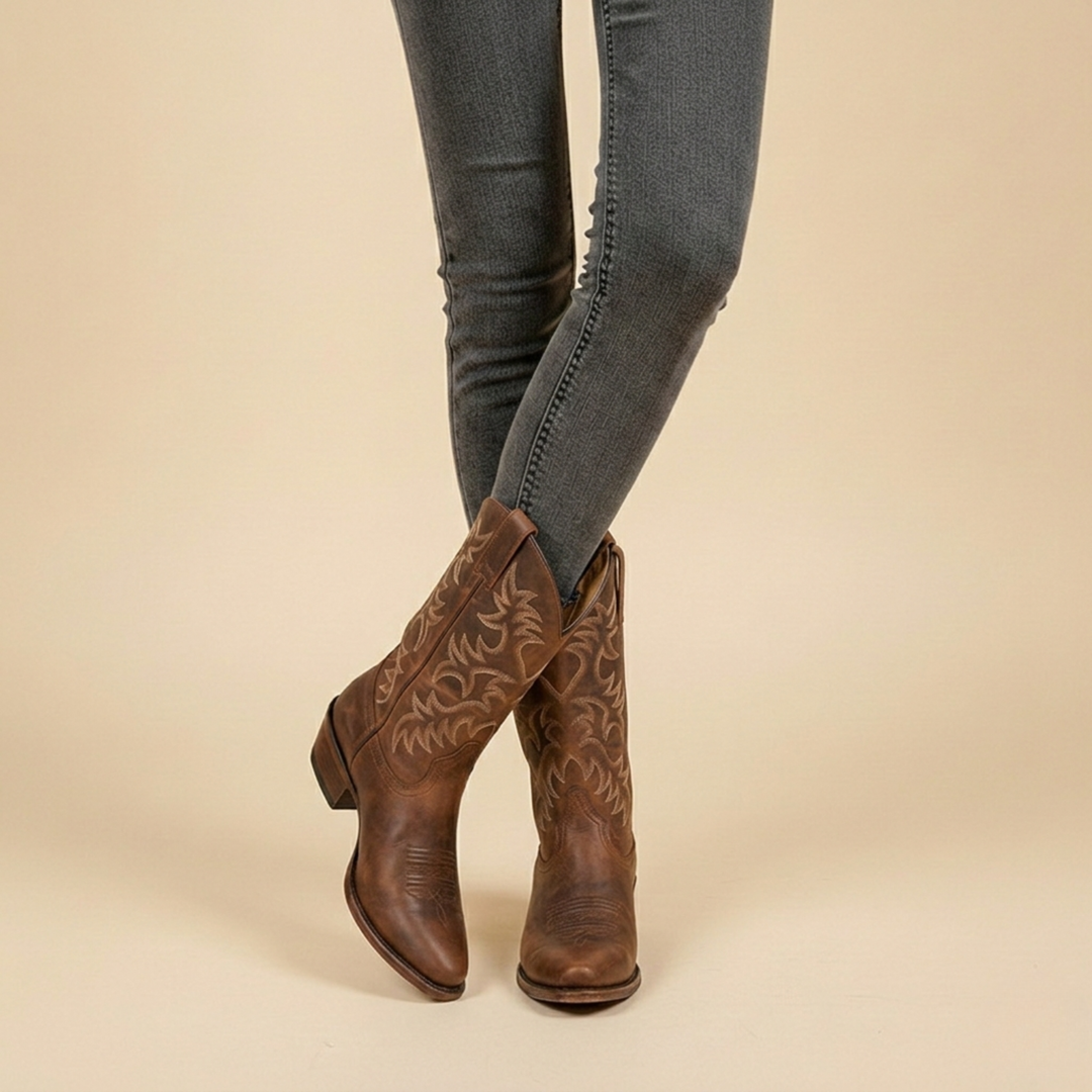 Damen Westernstiefel Schwarz für jedes Outfit in Braun
