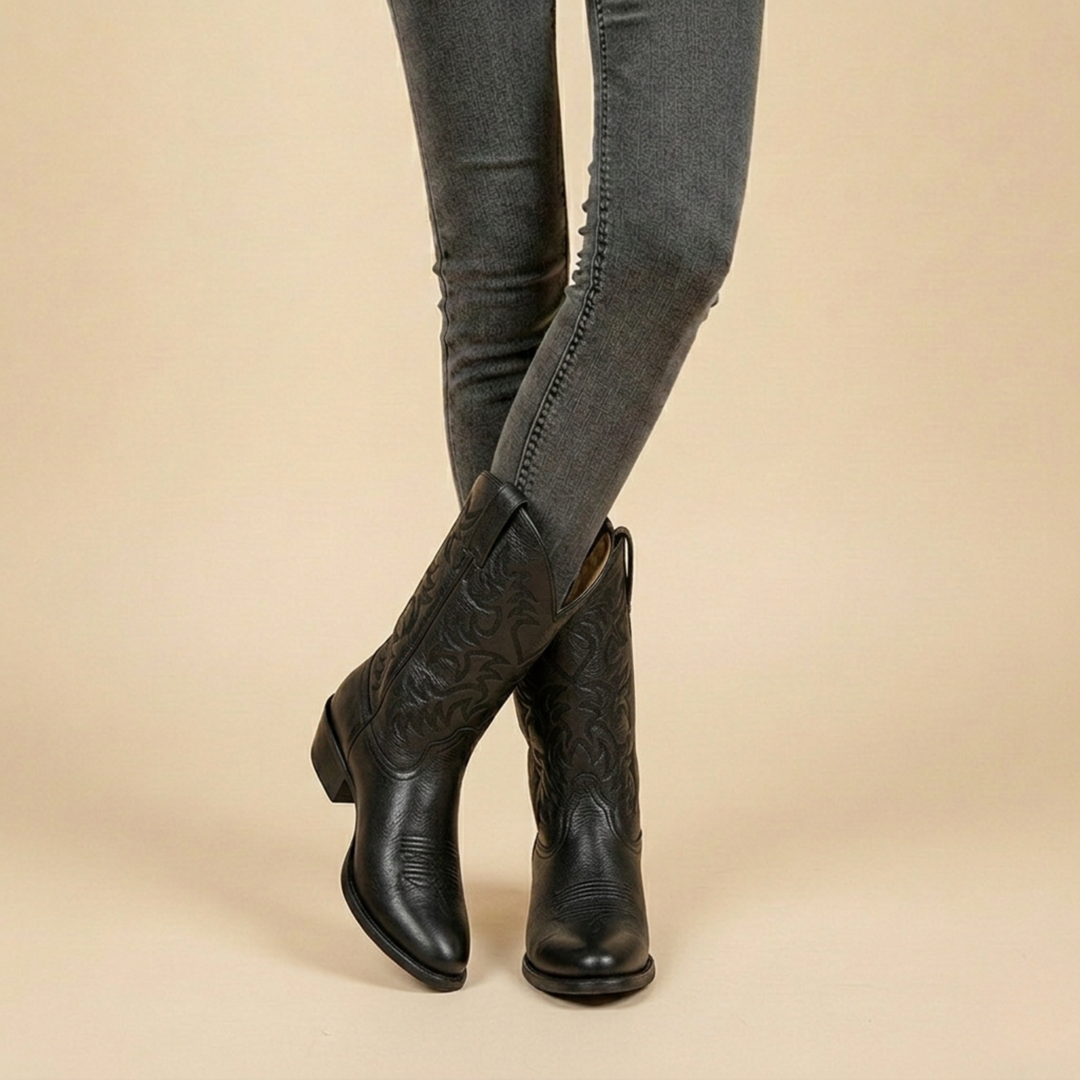 Damen Westernstiefel Schwarz für jedes Outfit in Schwarz 1