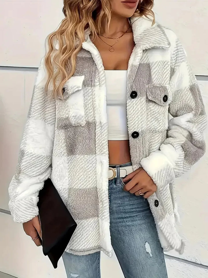Damen Winterjacke elegant für Alltag und Abend in Grau