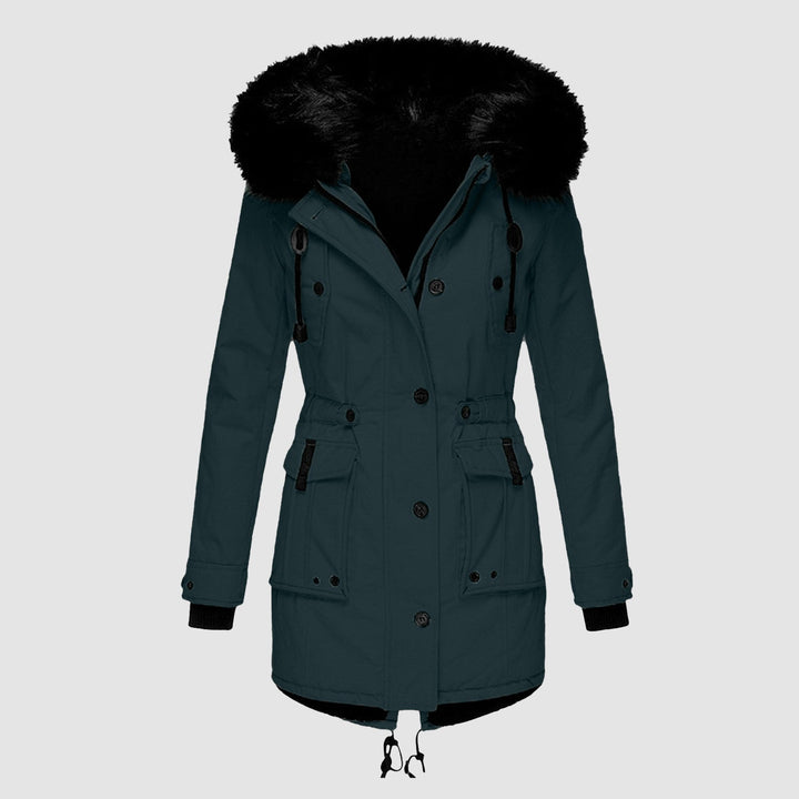 Damen Winterjacke warm mit Kunstpelzkapuze (7)